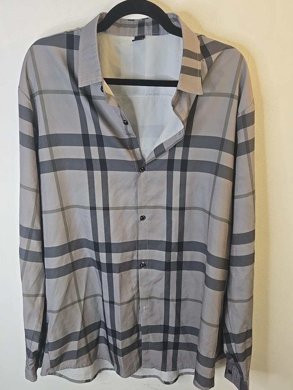 Manfinity Men's Grey Plaid Button-Up Shirt Jacket
